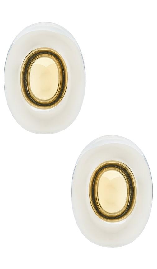 luv aj the two-tone chrome orb statement studs in metallic silver.