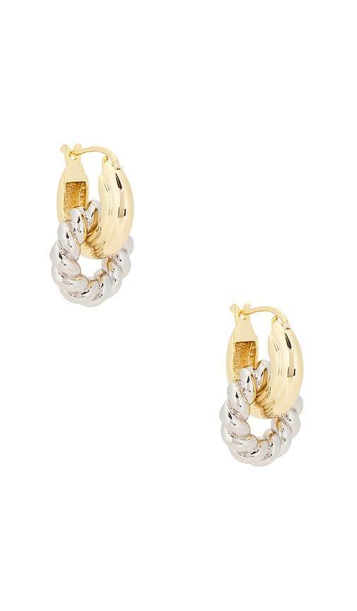 luv aj the two tone rope interlocked hoops in metallic gold.