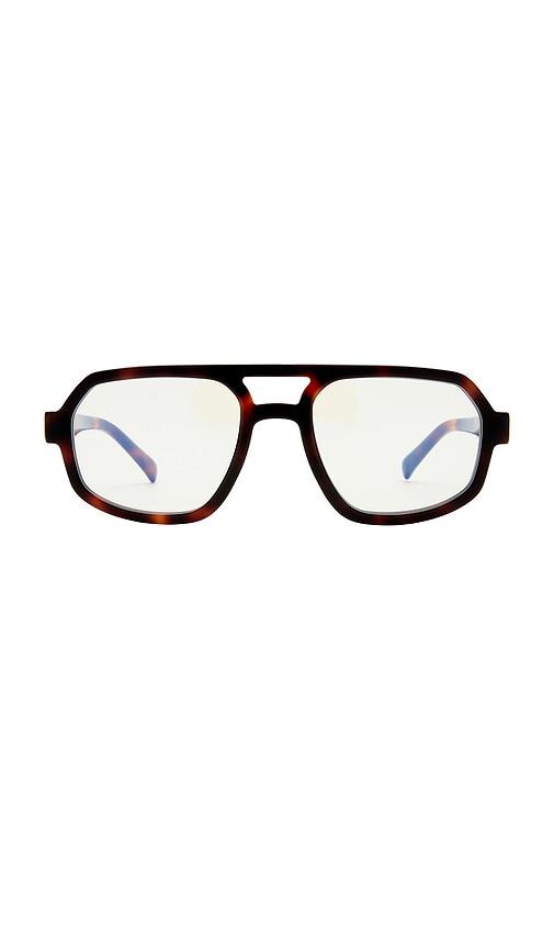 luv lou the banks blue light glasses in brown.