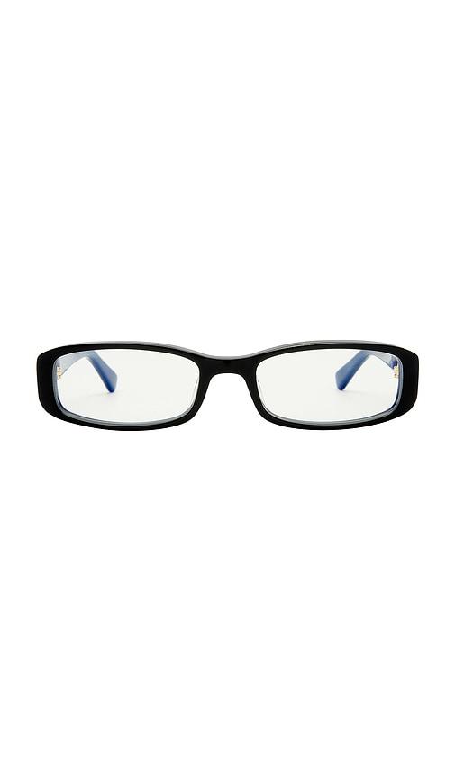 luv lou the eden blue light glasses in black.