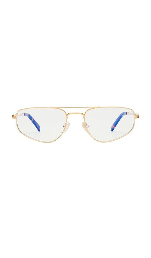 luv lou the harvey blue light glasses in metallic gold.