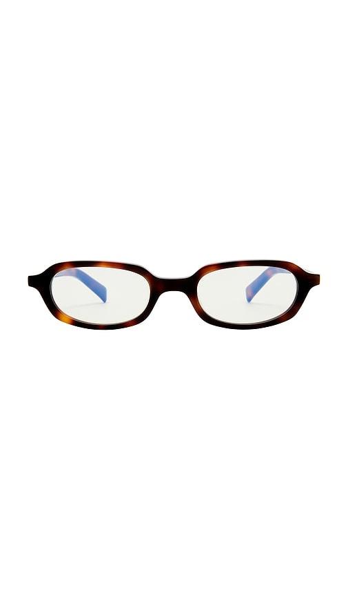 luv lou the mimi blue light glasses in brown.