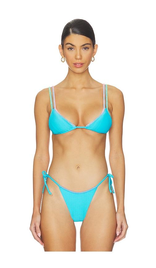 maaji aqua dream itza triangle bikini top in blue. - size l (also in m)
