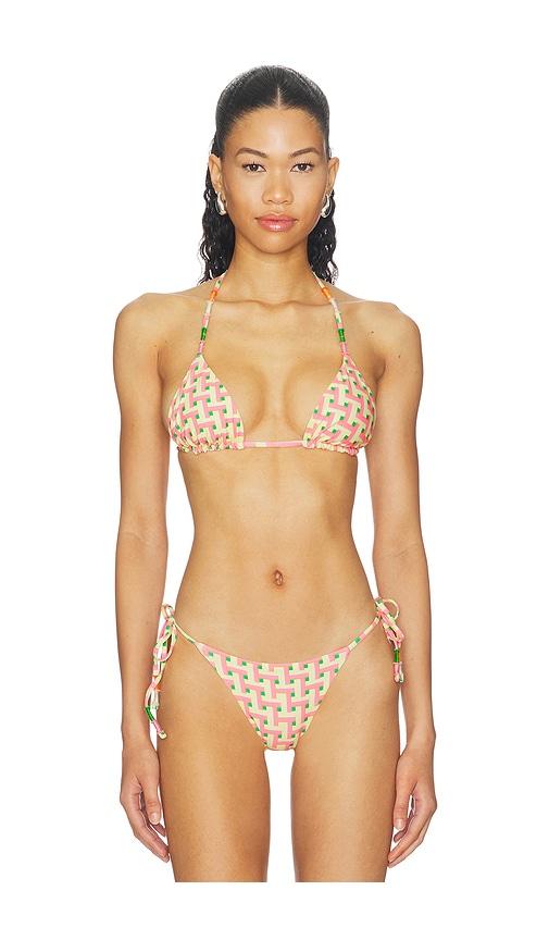 maaji blush tide balmy bikini top in pink,lemon. - size l (also in m, s)