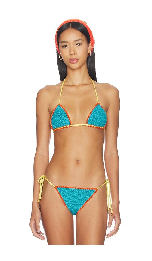 maaji ocean drift balms bikini top in teal. - size l (also in m, s)