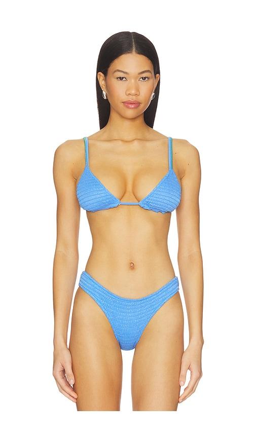 maaji ocean drift row bikini top in blue. - size l (also in m, s)