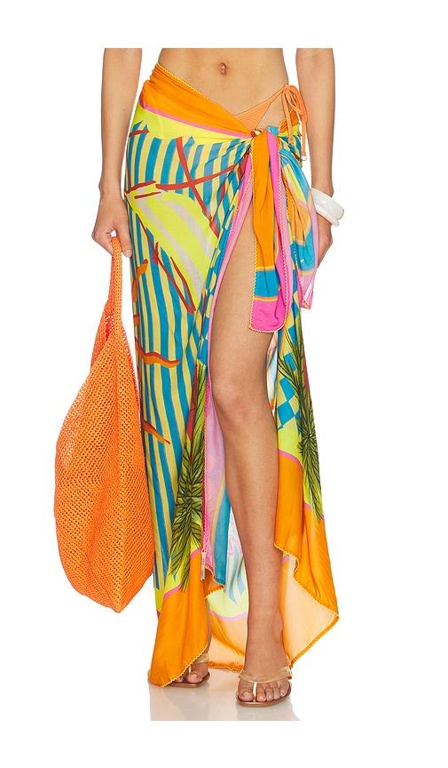 maaji tropic camouflage isla sarong in orange,teal.
