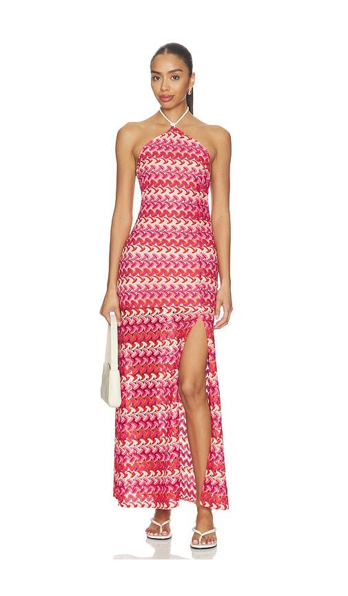 maaji wine bloom helsie dress in red,pink. - size l (also in s, m)