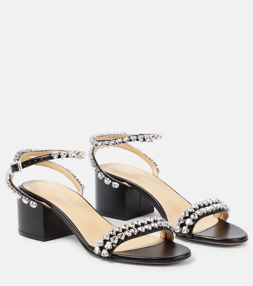 mach & mach audrey 55 crystal-embellished leather sandals