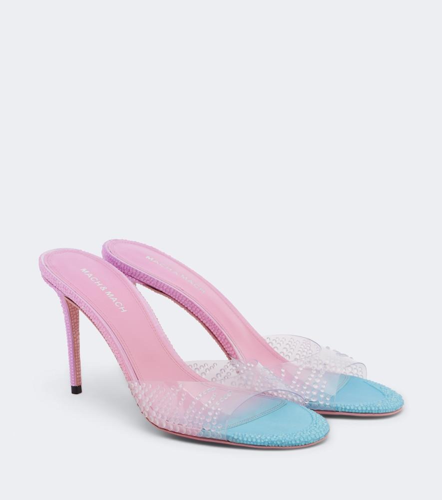 mach & mach crystal flame embellished pvc mules