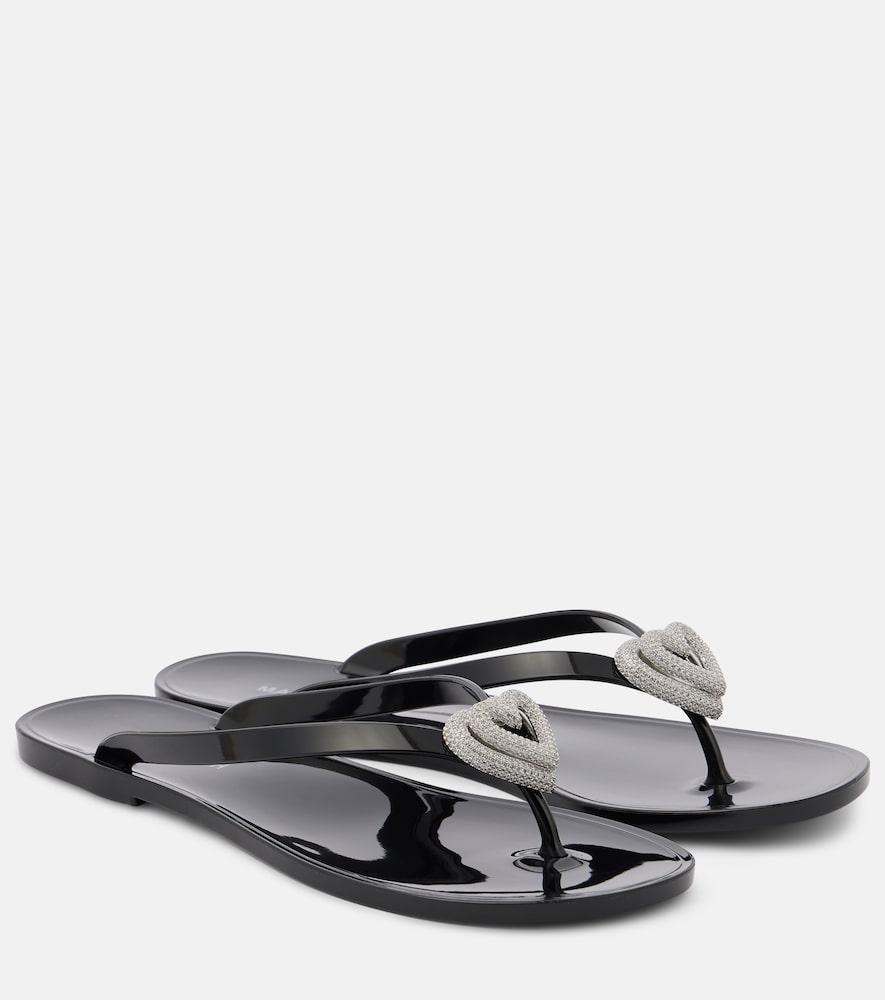 mach & mach double heart embellished thong sandals