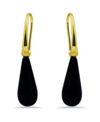 macys gold or silver plated genuine stone teardrop earrings