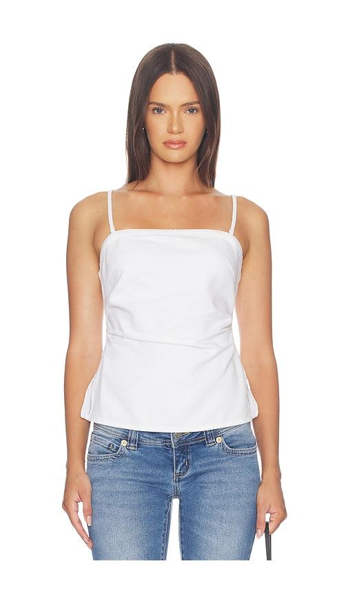 madewell airy denim ruched squareneck tank in white. - size 0 (also in 2, 4, 6, 8, 10, 12, 14, 16)