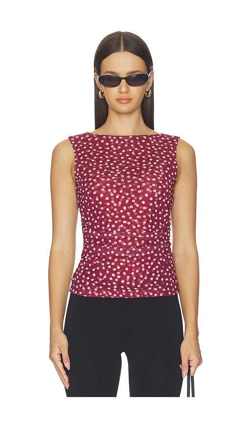 madewell cinched double layered mesh top in red. - size m (also in xxs, xs, s, xxl)