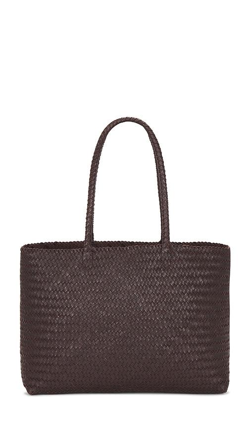 madewell handwoven tote in chocolate.