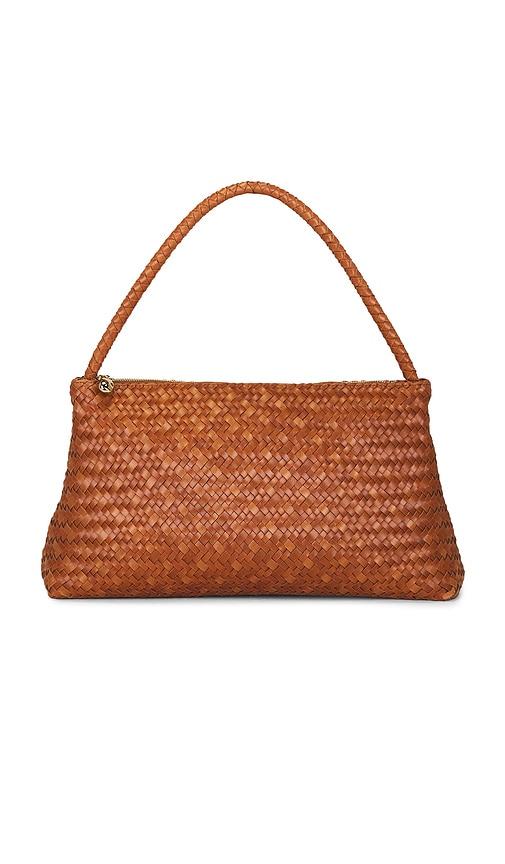 madewell large handwoven zip shoulder bag in brown.