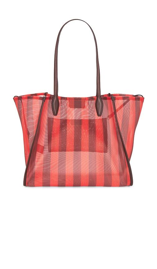 madewell lexington mesh tote bag in red,brown.