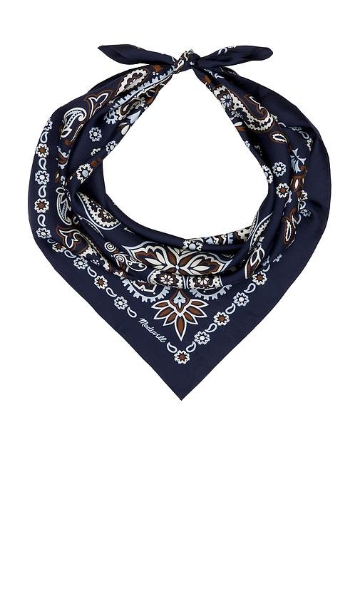 madewell medium silk bandana in petit flower deep indigo in navy.