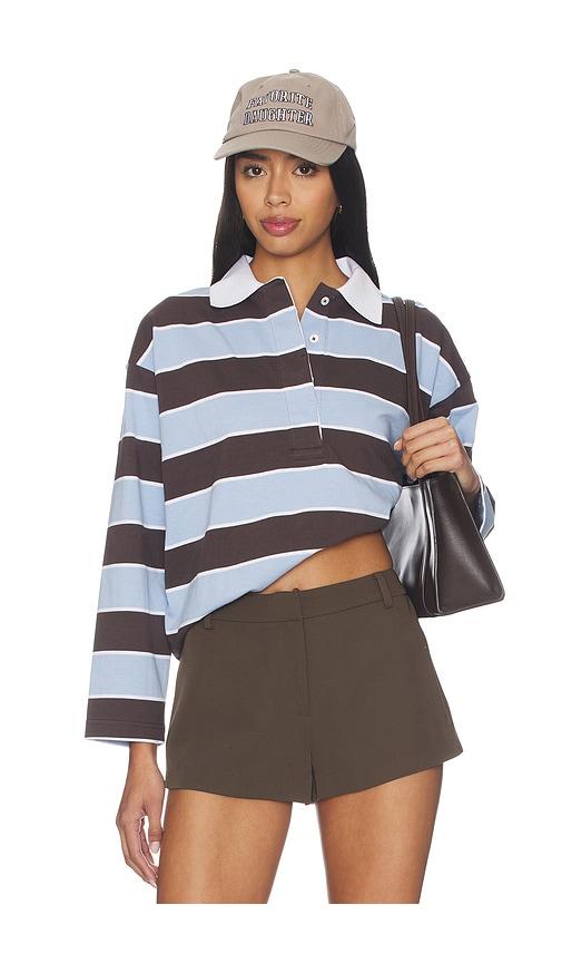 madewell rugby polo top in blue,chocolate. - size m (also in s, xs, xxl)