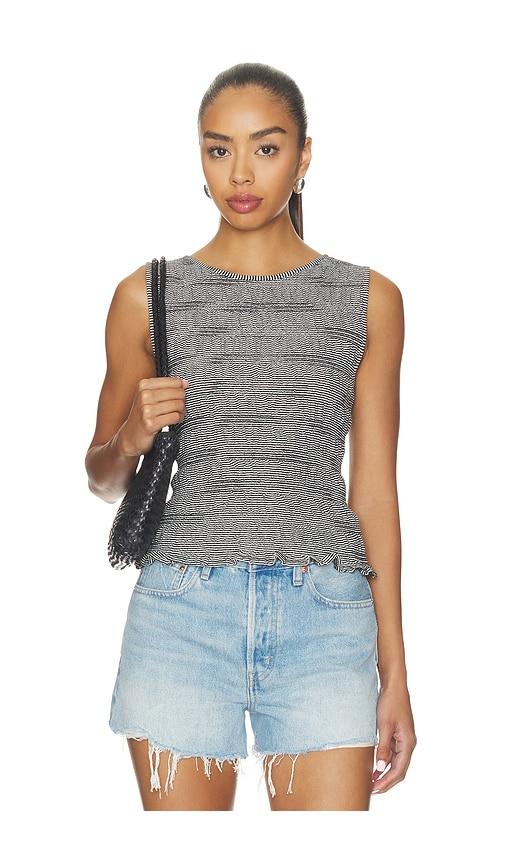 madewell smocked boatneck tank in stripe in black & white. - size l (also in xxs, xs, s, m, xl, xxl)