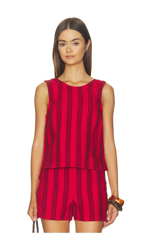 madewell tie back shell top in 100% linen in red. - size xl (also in xxs)