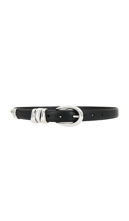 madewell triple metal keeper belt in true black with silver in black. - size m (also in s)