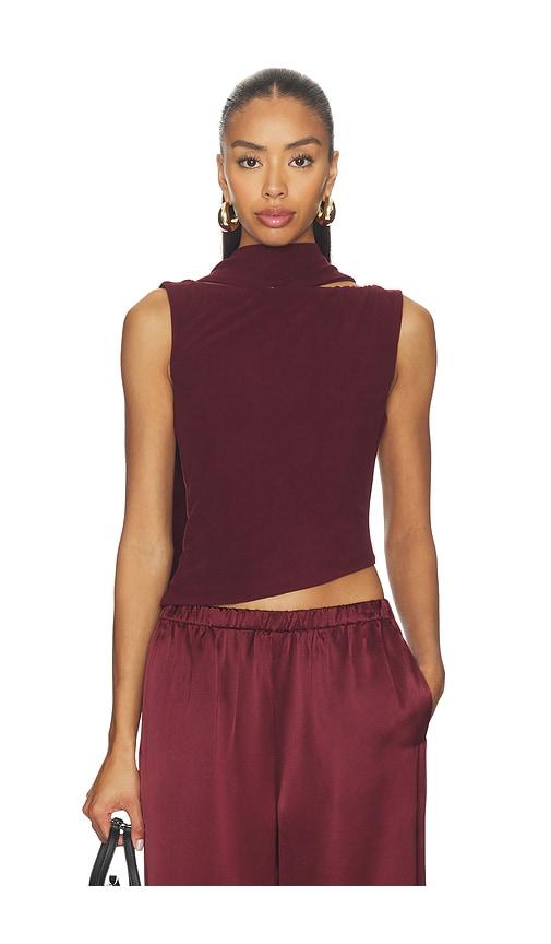 madison the label netta scarf top in wine. - size l (also in xs, s)