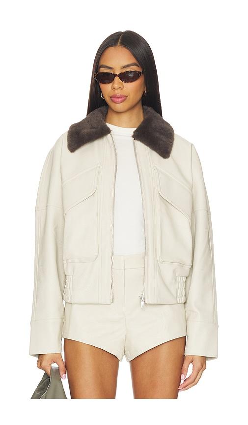 madison the label x revolve chappell jacket with faux fur collar in cream. - size l (also in xs, m, xl/1x)