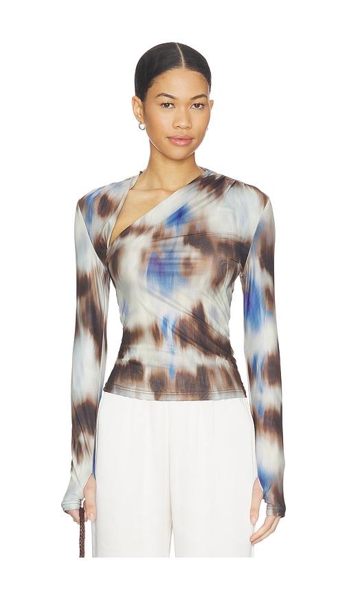 madison the label x revolve laury mesh top in neutral,blue. - size s (also in xs)