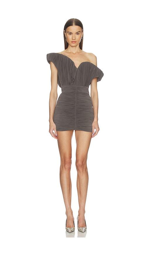 magda butrym asymmetric off the shoulder dress in taupe. - size 36 (also in 38, 40)