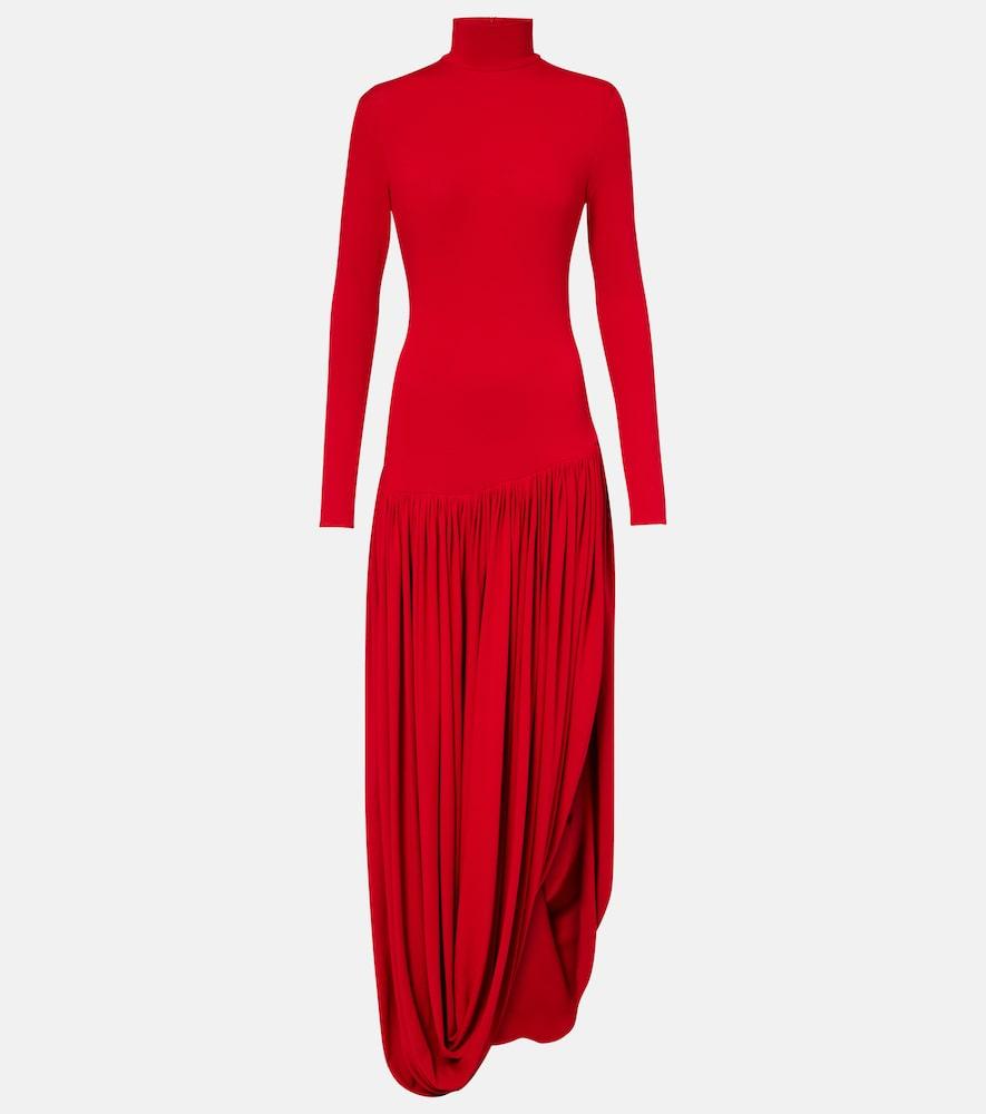 magda butrym asymmetric pleated turtleneck maxi dress