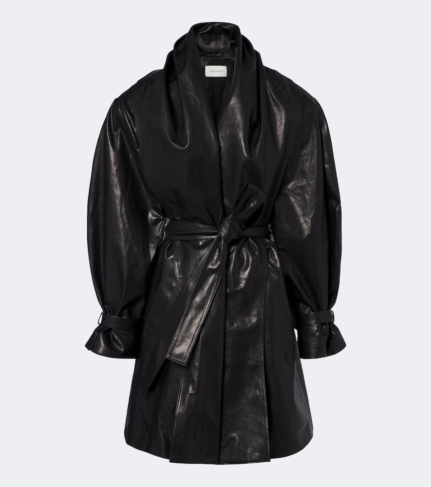 magda butrym belted draped leather jacket