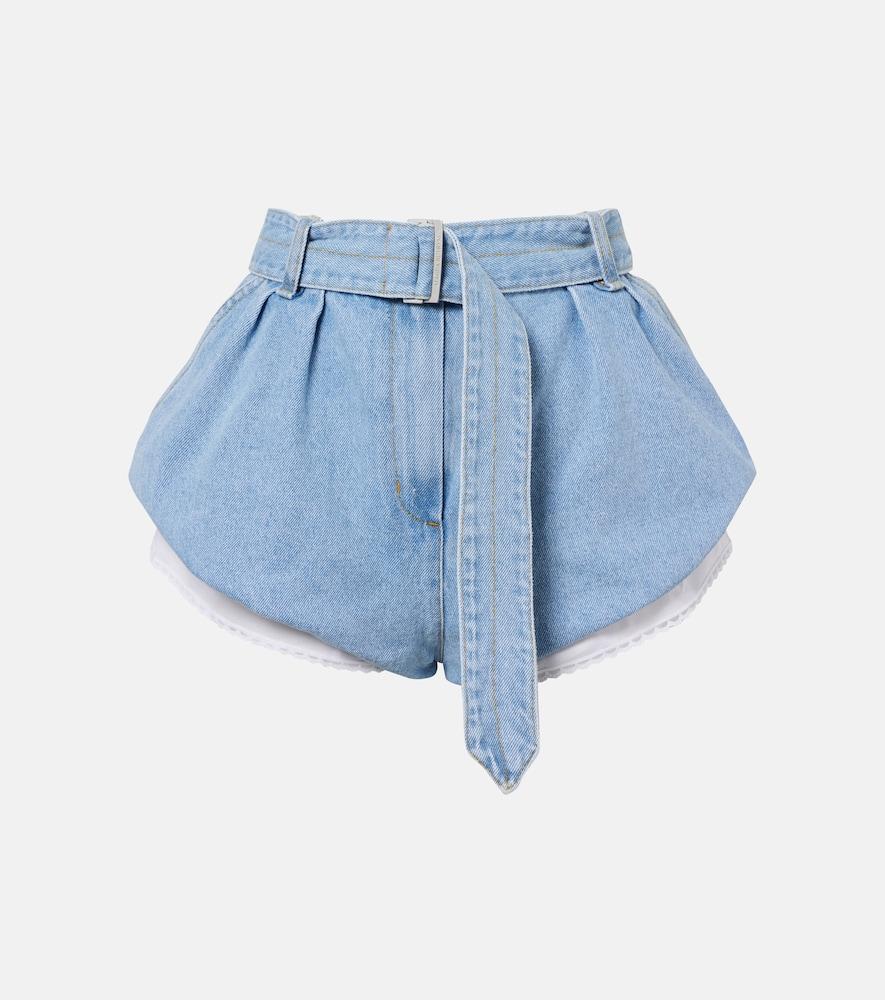 magda butrym belted high-rise denim shorts
