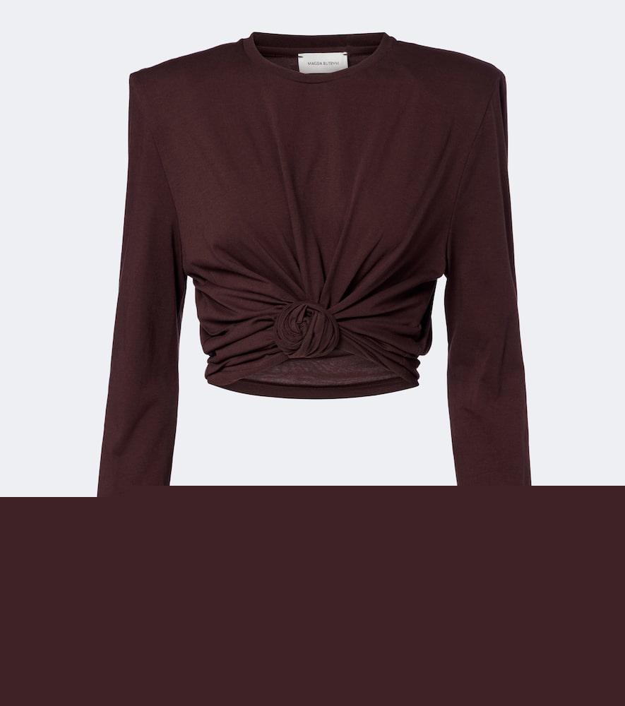 magda butrym cotton-blend jersey crop top