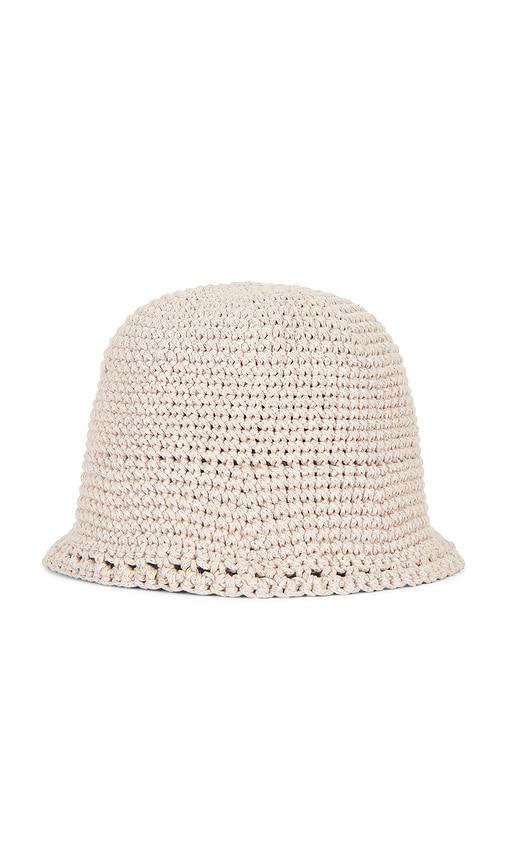 magda butrym crochet hat in beige.