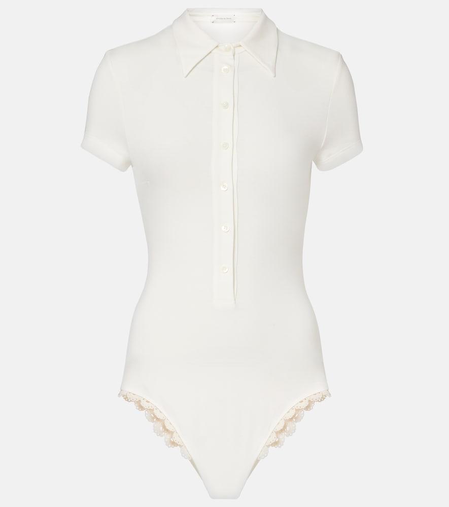 magda butrym crochet-trimmed cotton-blend bodysuit