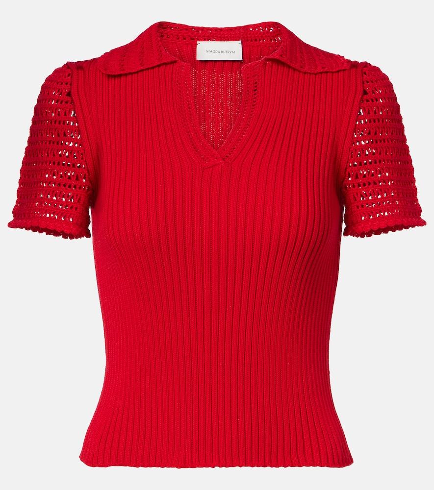 magda butrym crochet-trimmed cotton polo shirt
