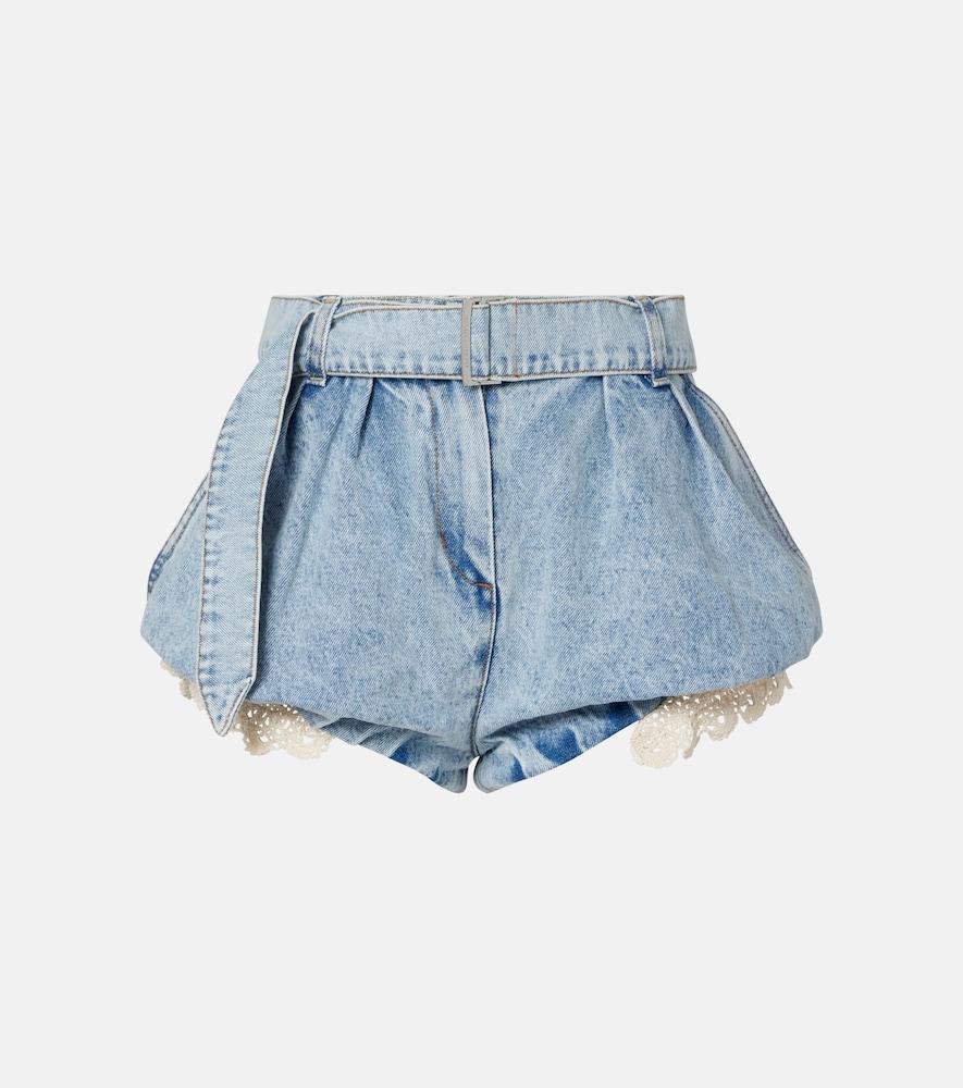 magda butrym crochet-trimmed denim shorts