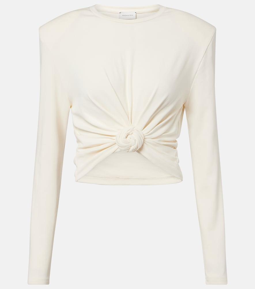 magda butrym cropped cotton-blend jersey top