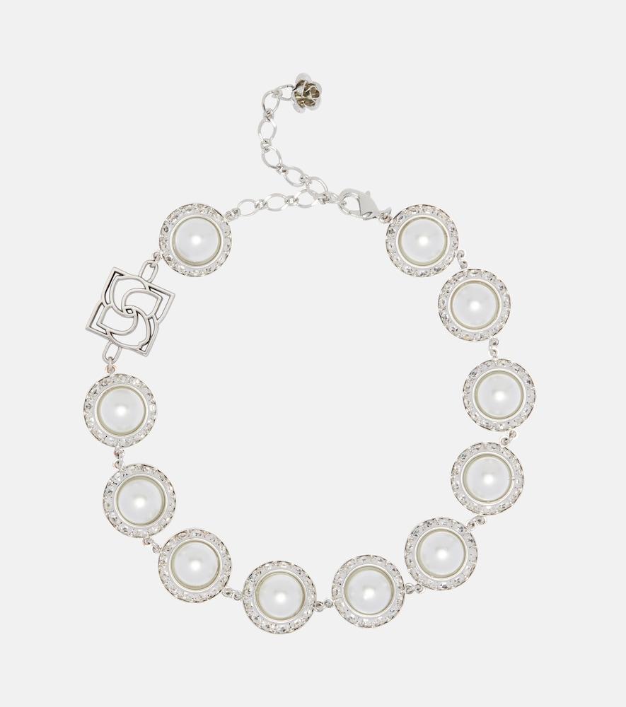 magda butrym crystal-embellished faux pearl choker