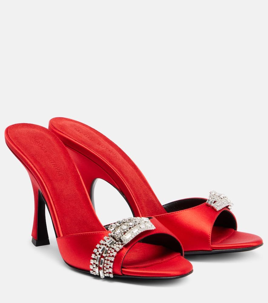 magda butrym crystal-embellished satin mules
