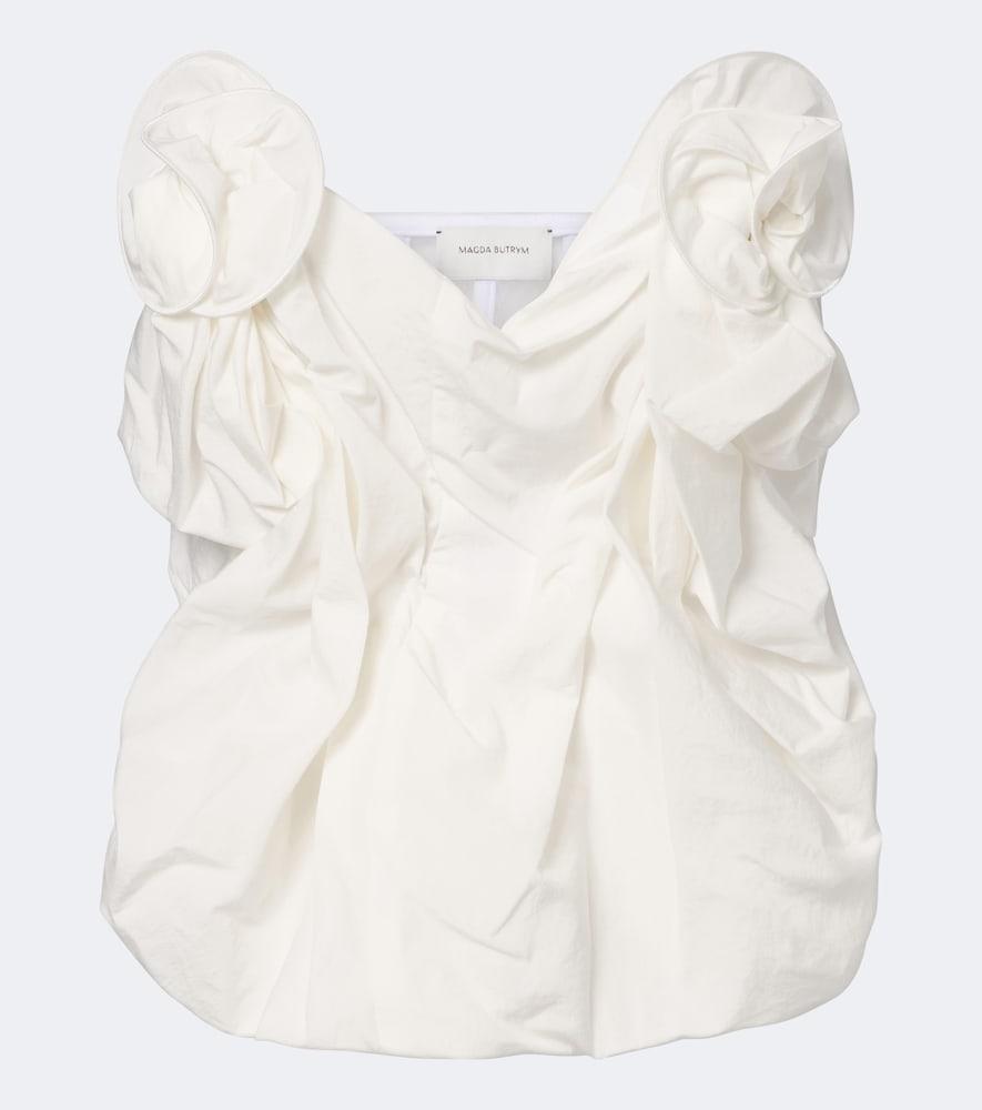 magda butrym draped cotton and silk bustier top