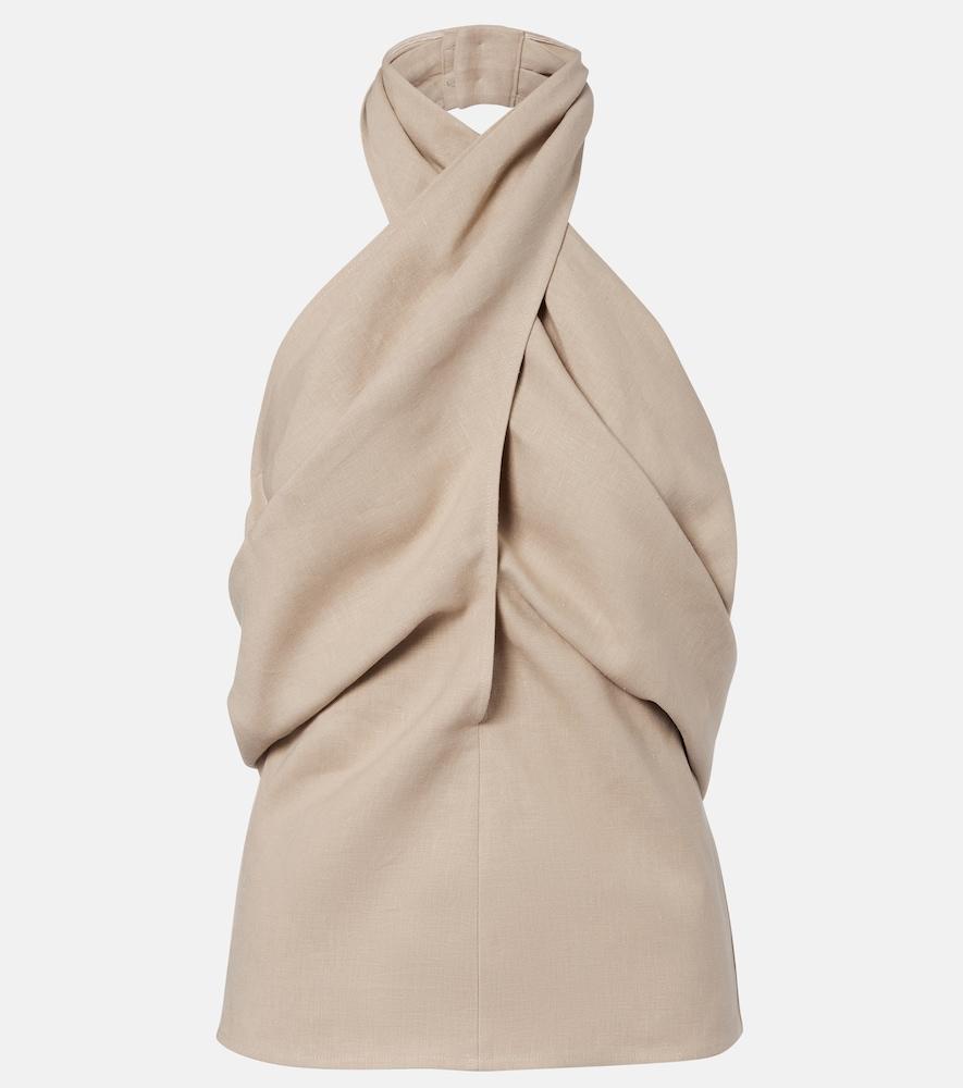 magda butrym draped halterneck linen top