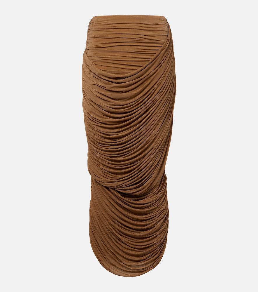 magda butrym draped ruched jersey midi skirt