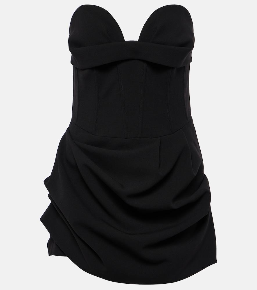 magda butrym draped wool-blend bustier dress