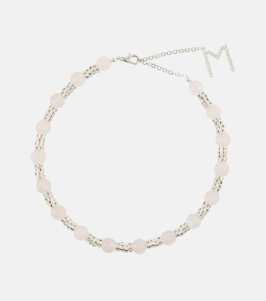 magda butrym embellished necklace with rose quartz