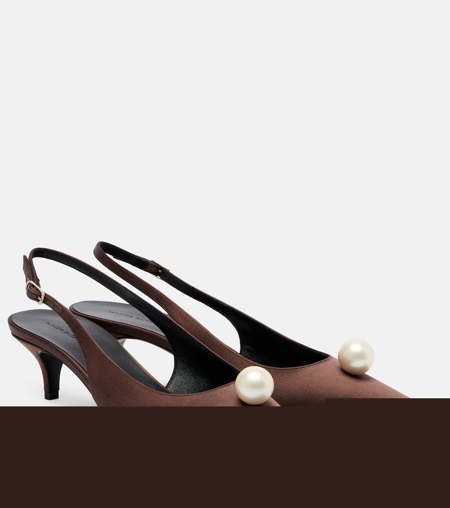 magda butrym embellished satin slingback pumps