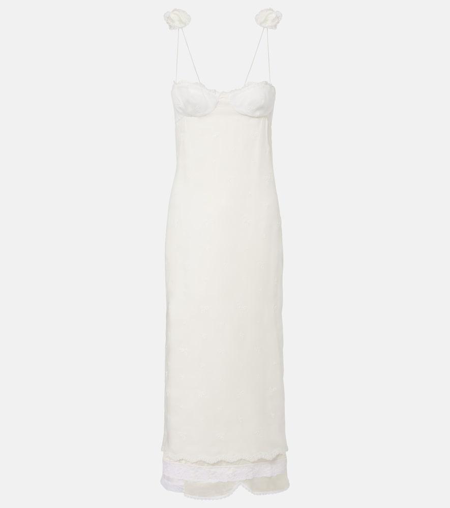 magda butrym embroidered silk, wool and cotton-blend midi dress