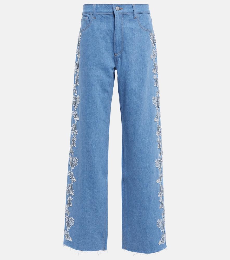 magda butrym embroidered wide-leg jeans