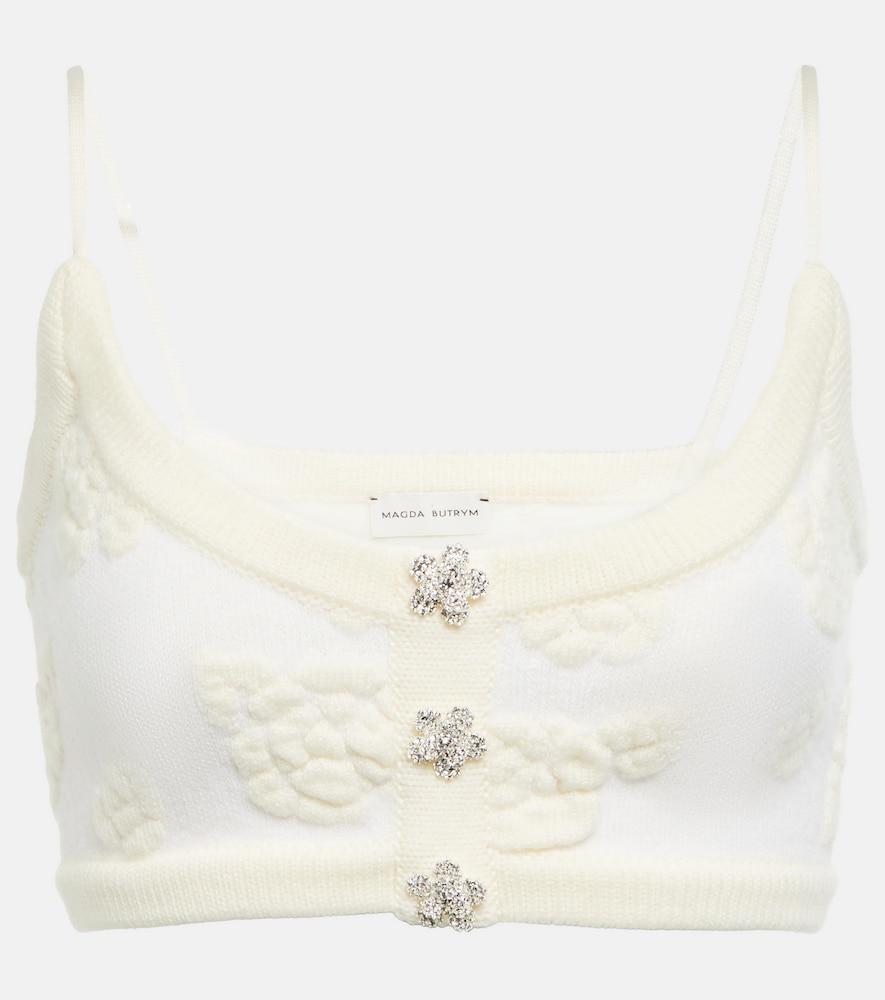magda butrym embroidered wool-blend crop top